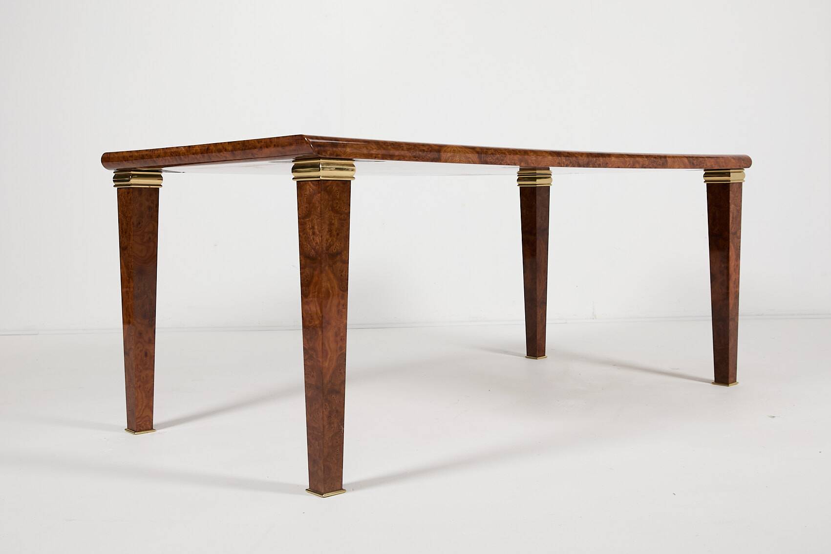 Vintage italian burl wood dining table from gdm, 1980’s