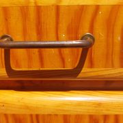 Mado wooden buffet, green and black tray, vintage