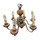 Wood and brass chandelier