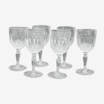 Set of 6 wine glasses in cut glass