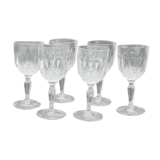 Set of 6 wine glasses in cut glass