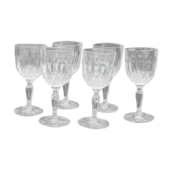 Set of 6 wine glasses in cut glass