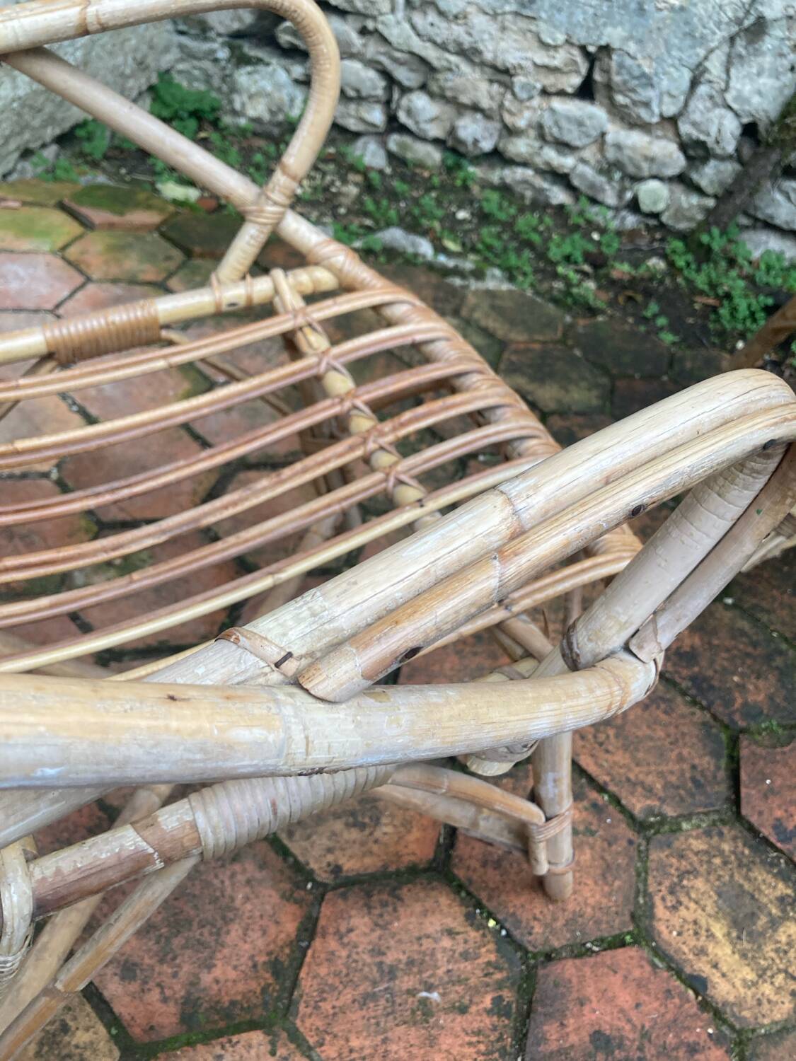 Pair of vintage rattan armchairs