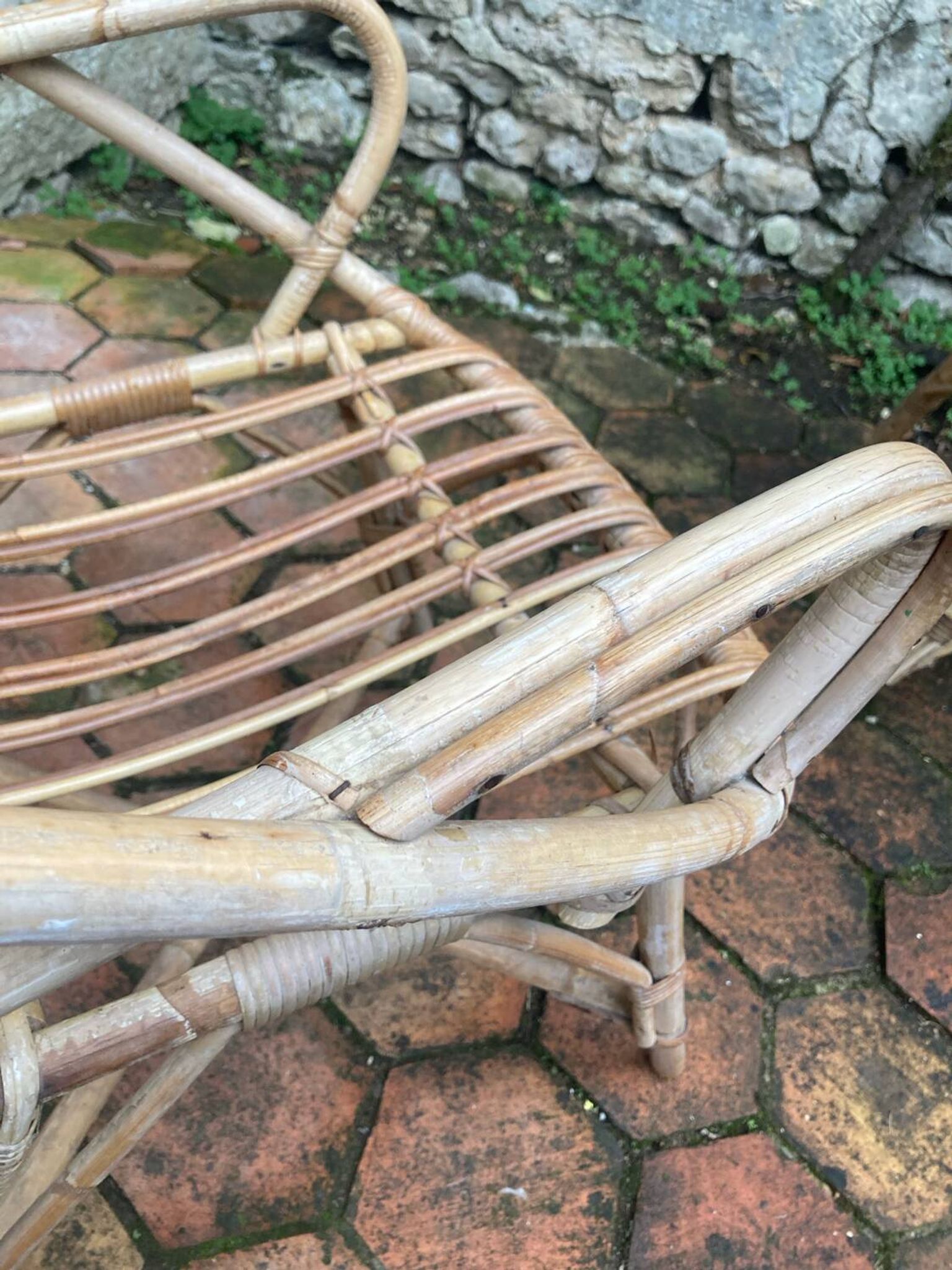 Pair of vintage rattan armchairs