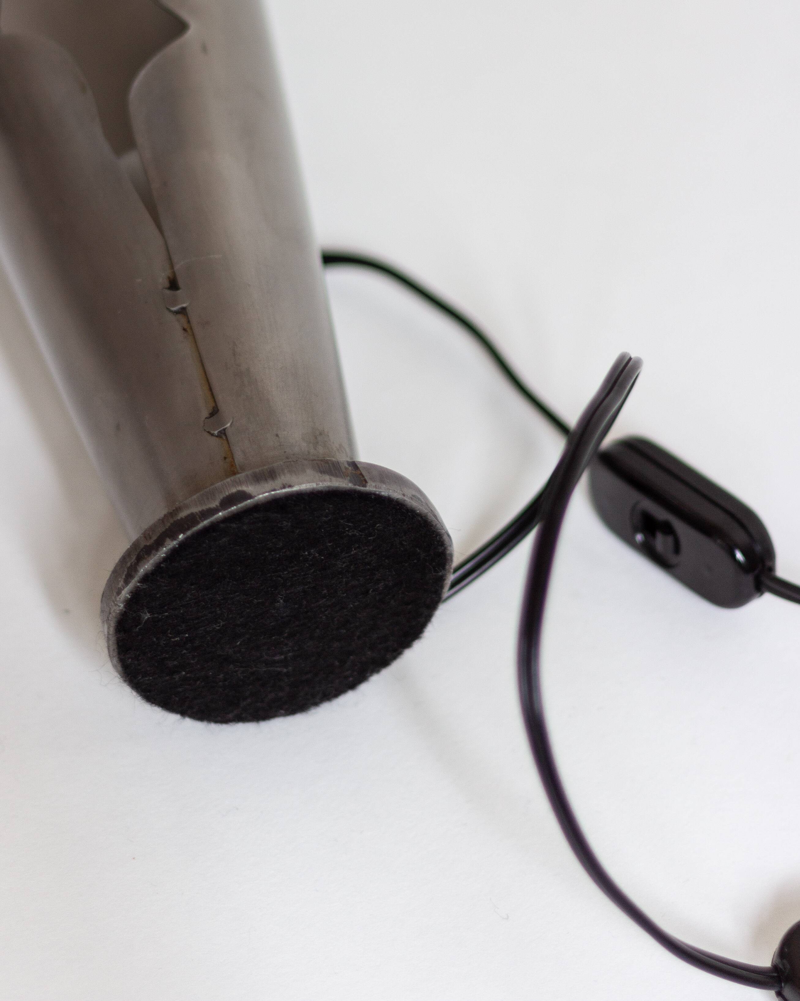 Pair of brushed steel lamps⎮60s, 70s