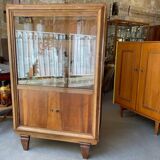Art deco display cabinet in walnut and glass