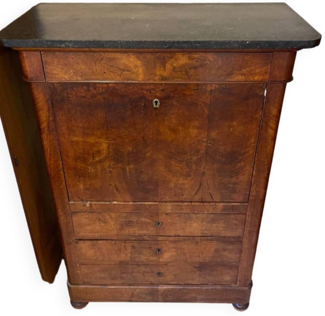 Empire or Louis Philippe period walnut secretary
