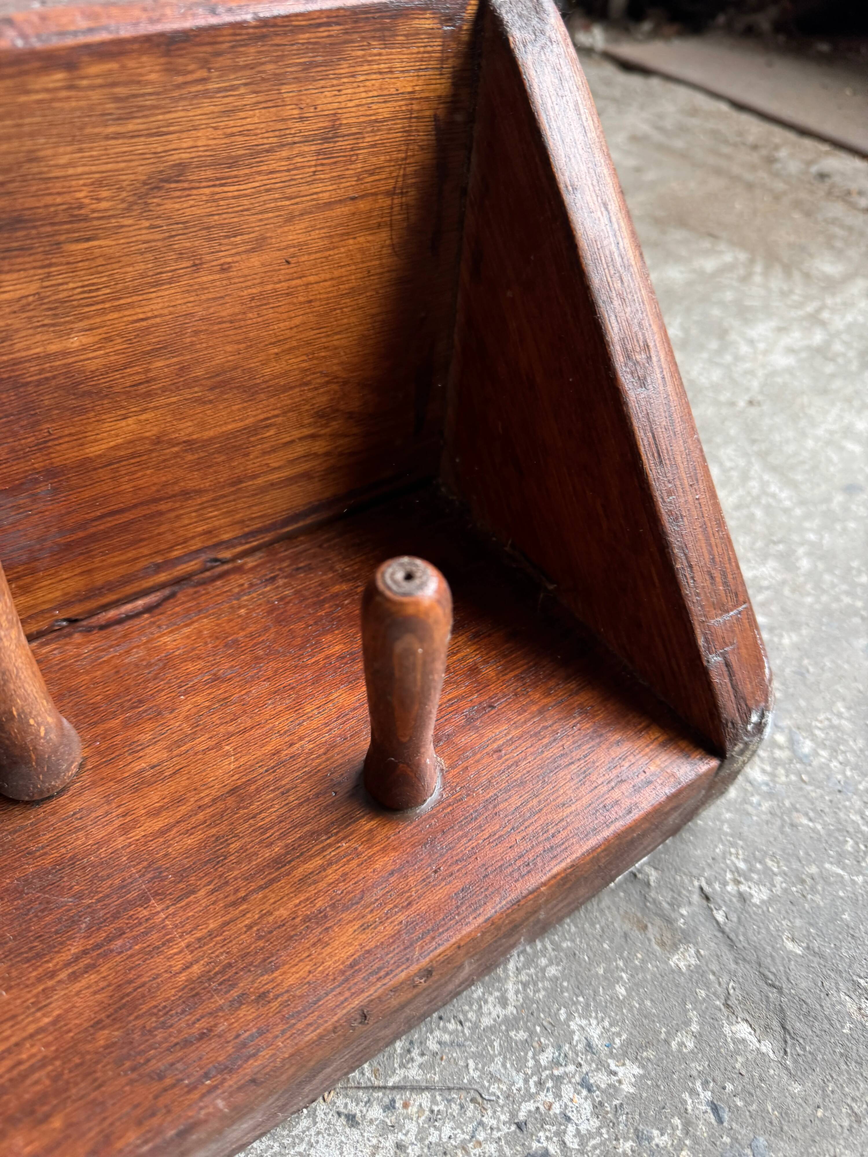 Extra-Long Solid Wood Wall Coat Rack, Walnut Brown, 20 Pegs — Mid-Century Vintage