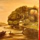 Oil on canvas "Animated lake landscape" work signed Gallard circa 1893