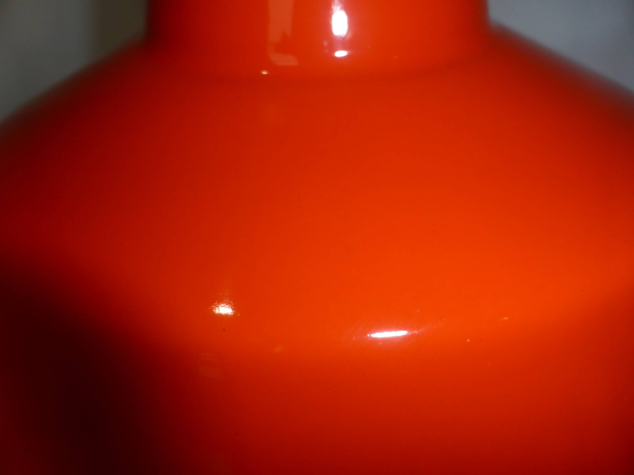 Vintage orange and white enamelled sheet metal industrial pendant light 231135