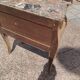 Antique commode in marquetry in the Louis XV style with a marble top.