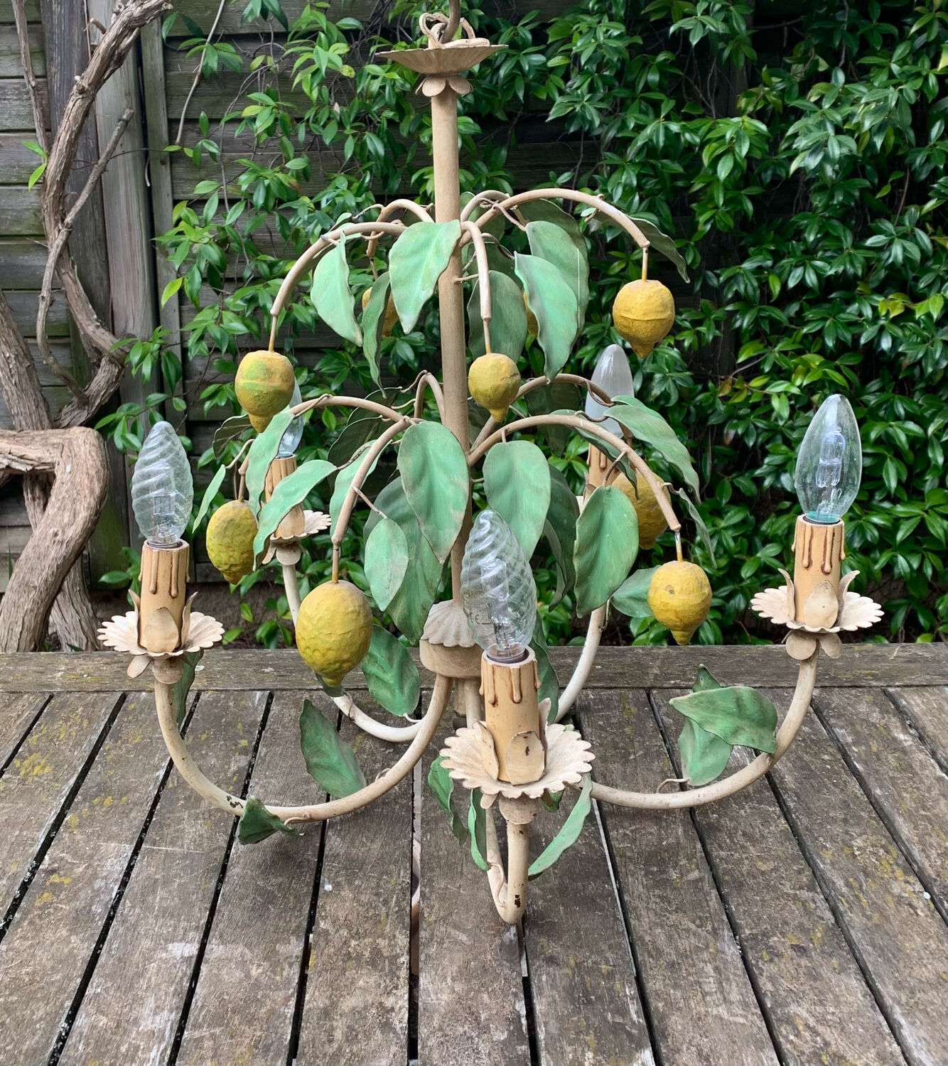 Painted metal chandelier