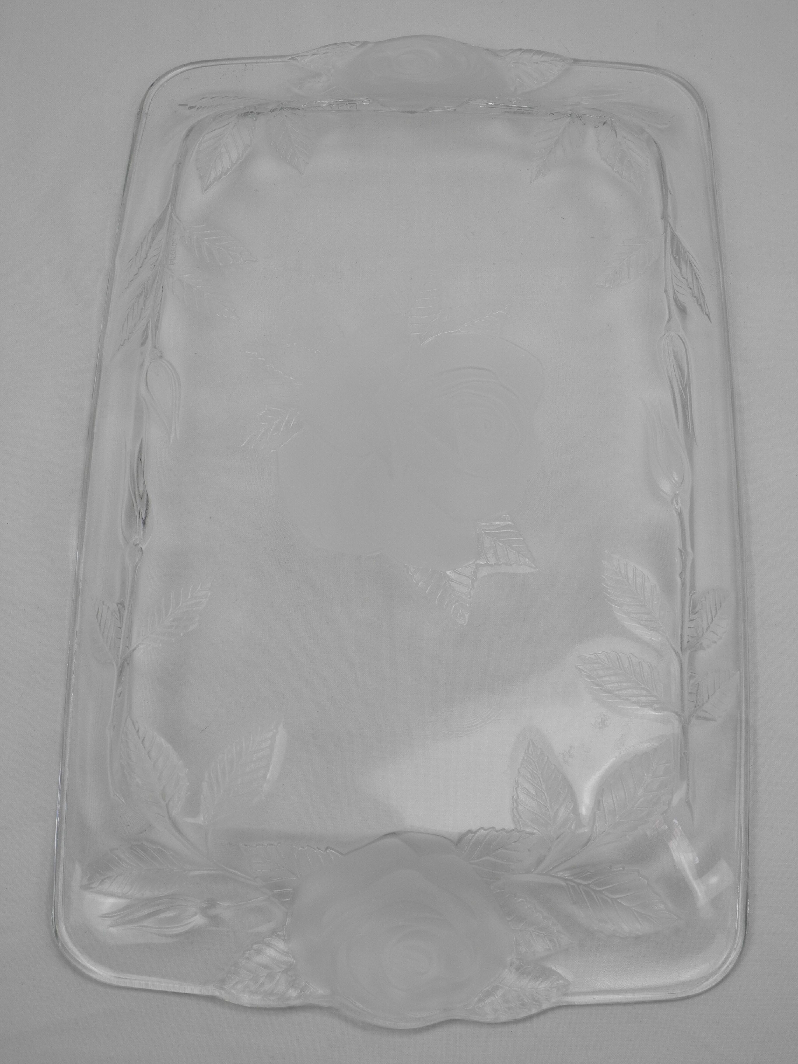 Glass tray decorated with roses vintage french glass tray