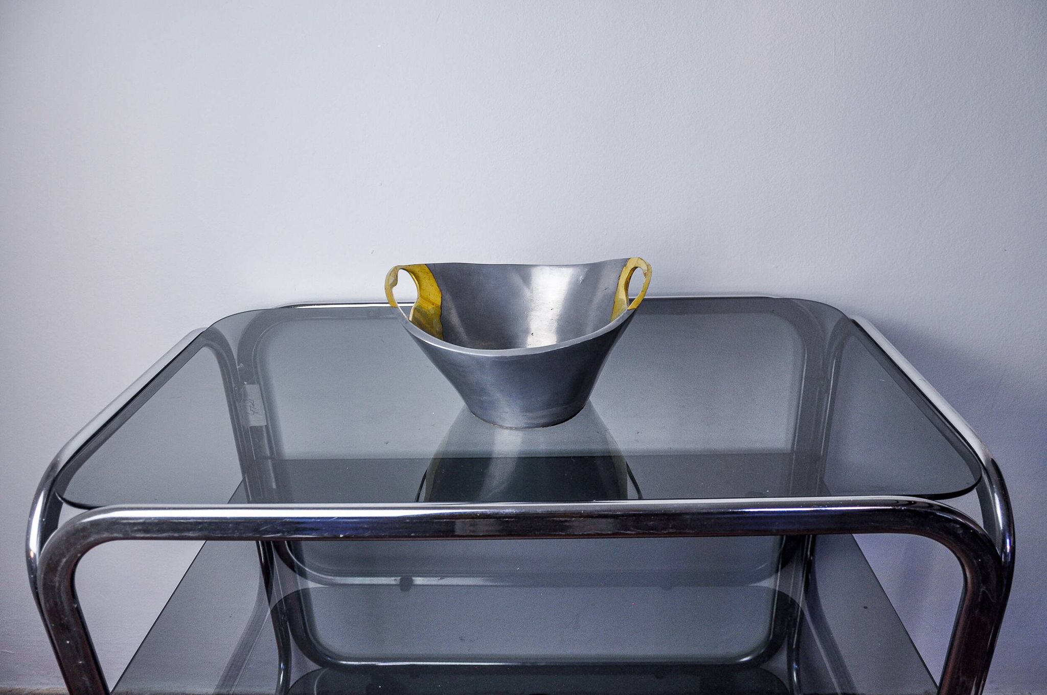 Brutalist centerpiece by Leopold, Brass and aluminum, Spain, 1970