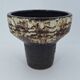Modernist brutalist standing vase chamotte stoneware shaded brown, ocher, ivory Scandinavian design 1970