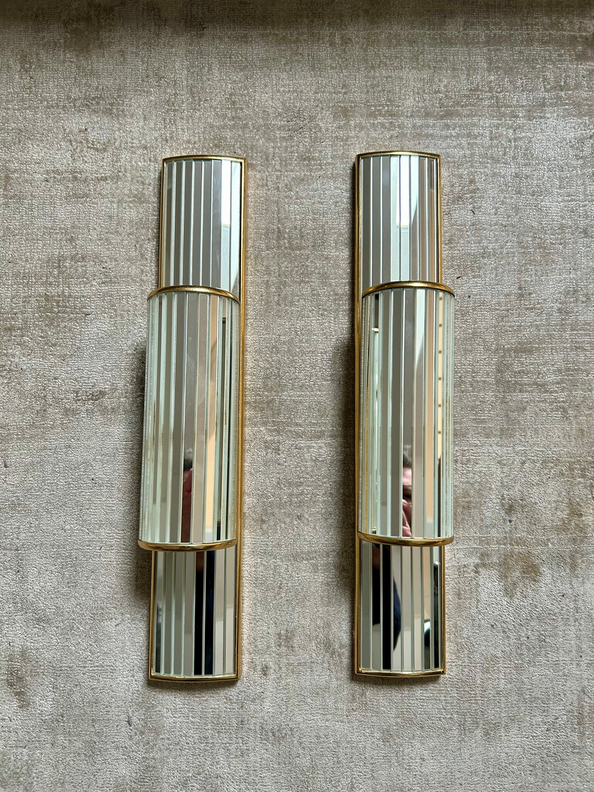 Pair of mirrored sconces by Dekundt, Belgium, 1980s (model 1620-114)