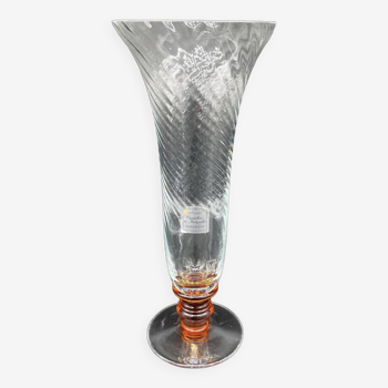 Vintage, large, vase, crystal, hartzviller crystal factory, high end, french, chic, luxury, france