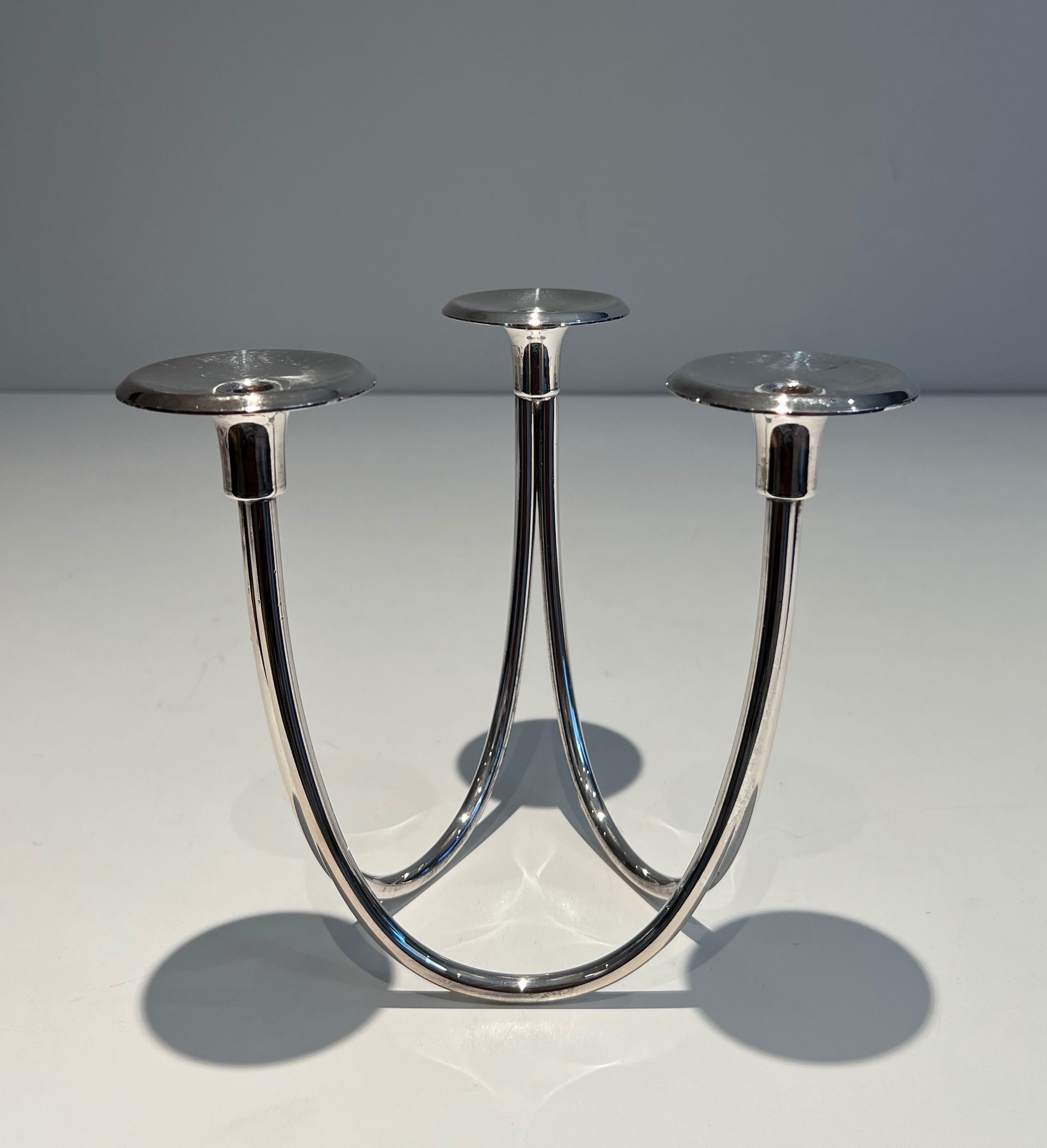 Silver-plated metal candle holder