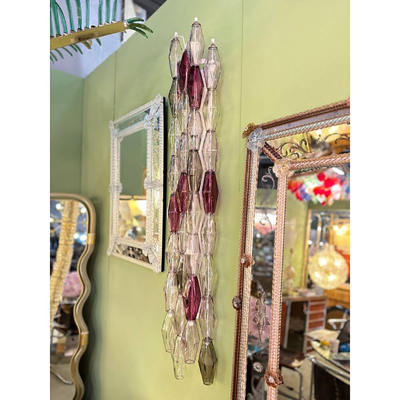 Set of Two Contemporary Wall Sconces With Multicolored "Poliedri" Murano Gl