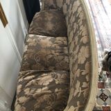 Banquette ancienne velours style Louis XVI