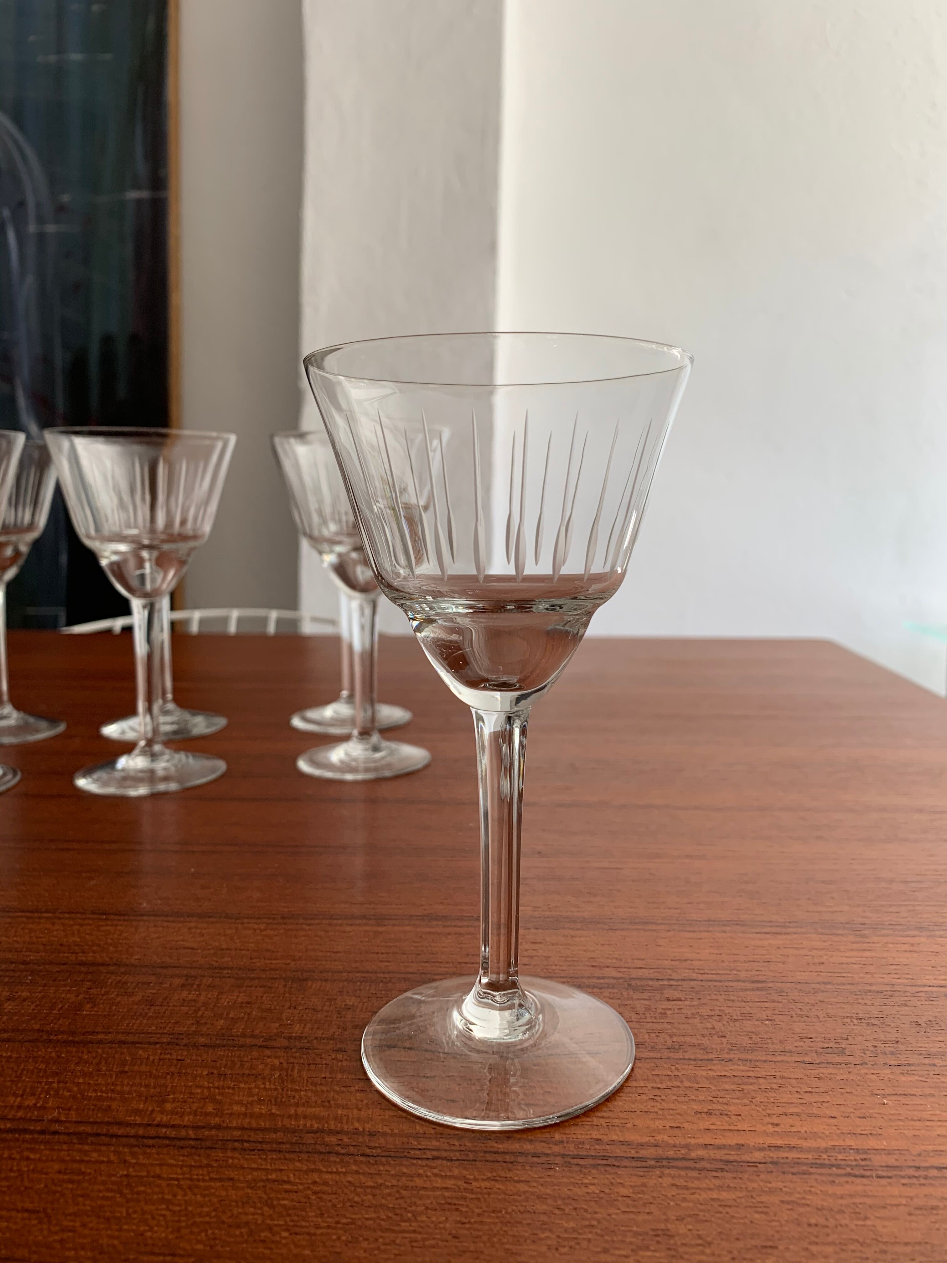 Service 8 glasses of crystal wine art deco