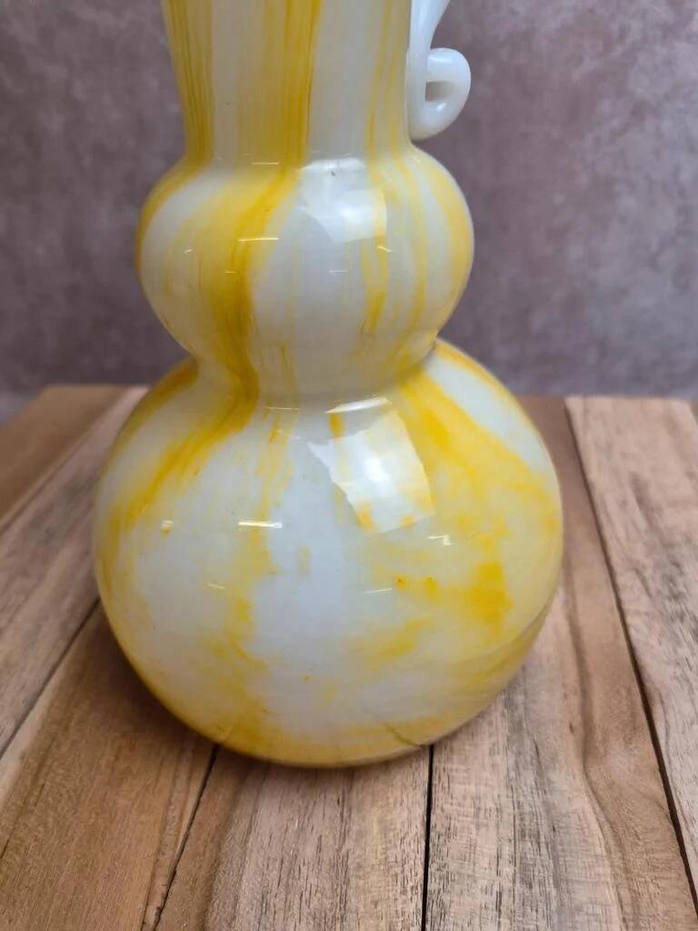 Large yellow and white blown glass pitcher from Italy – 1960s/70s