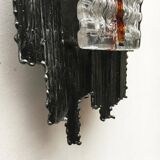 Vintage Italian brutalist wall light in wrought iron by Albano Poli for Poliarte, set of 2.