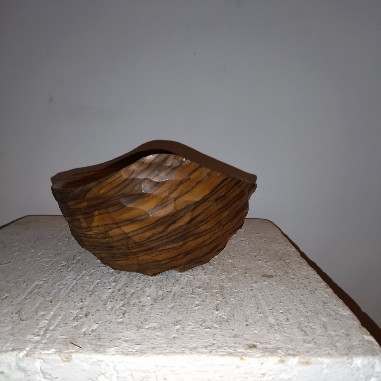 Brutalist monoxyl wood cutting