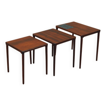 Set of three rosewood tables, Danish design, 1960s, production: Denmark