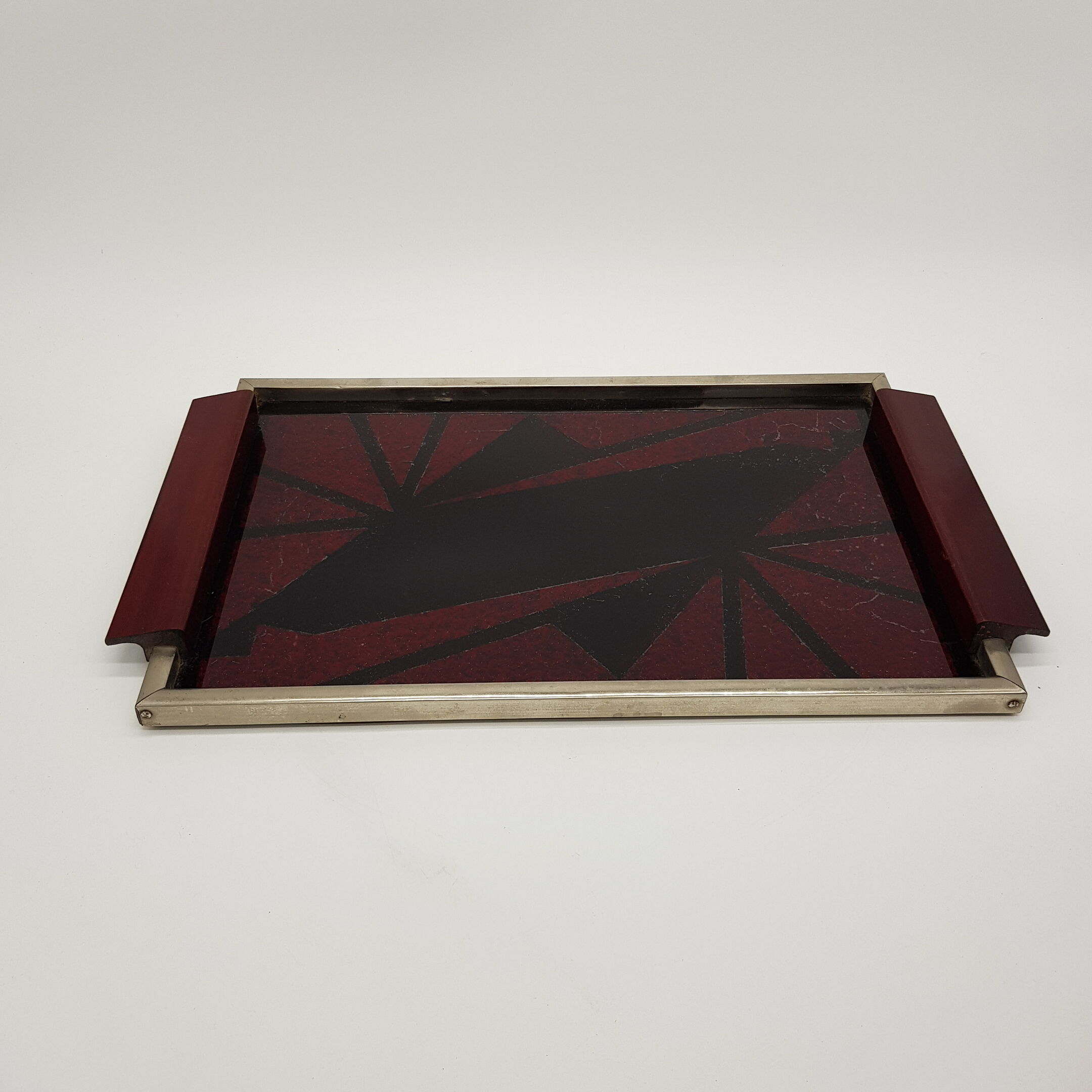 Geometric decor glass tray fixed under glass
