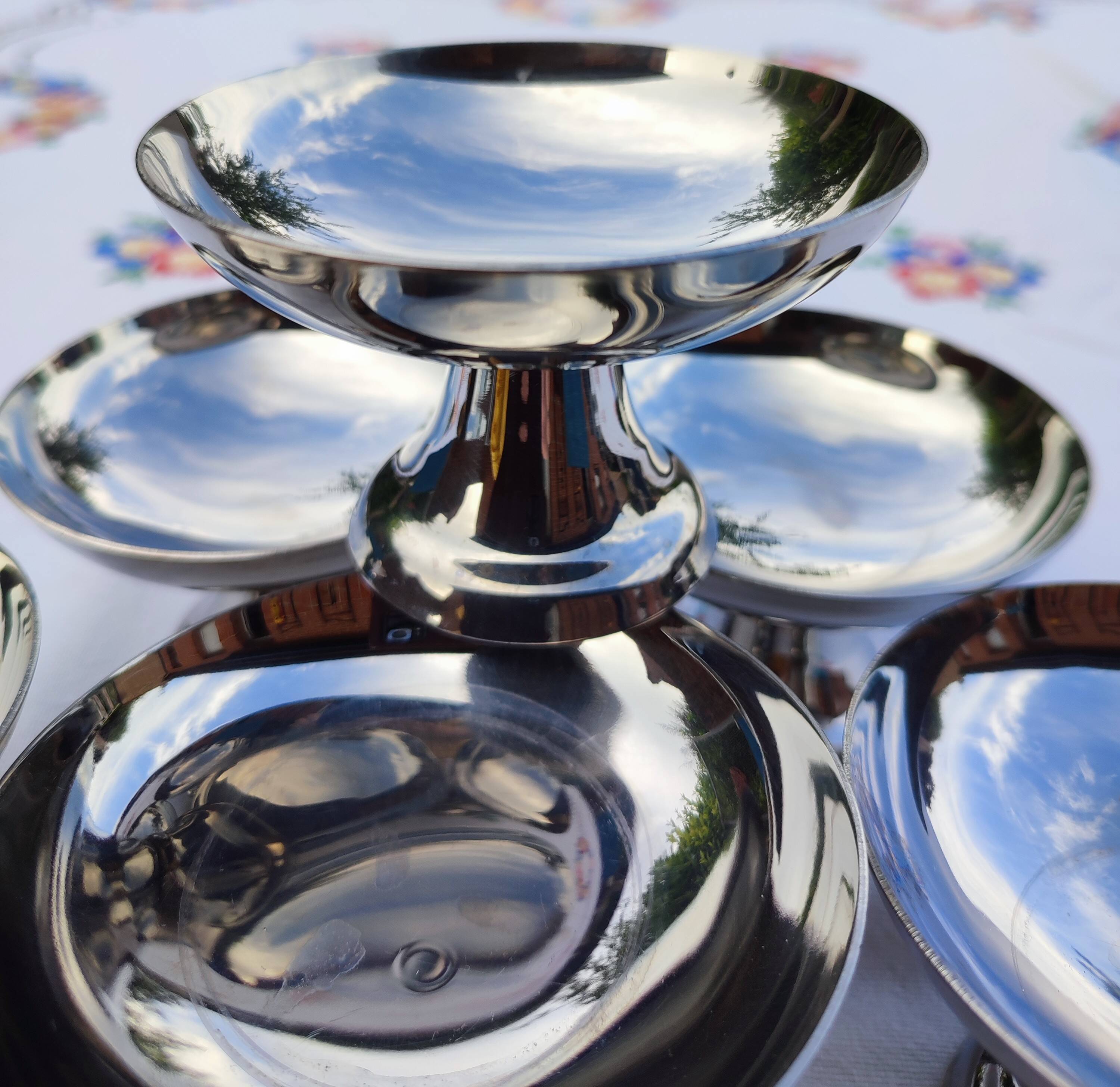 Set of 6 stainless steel ice cream cups, Guy Degrenne