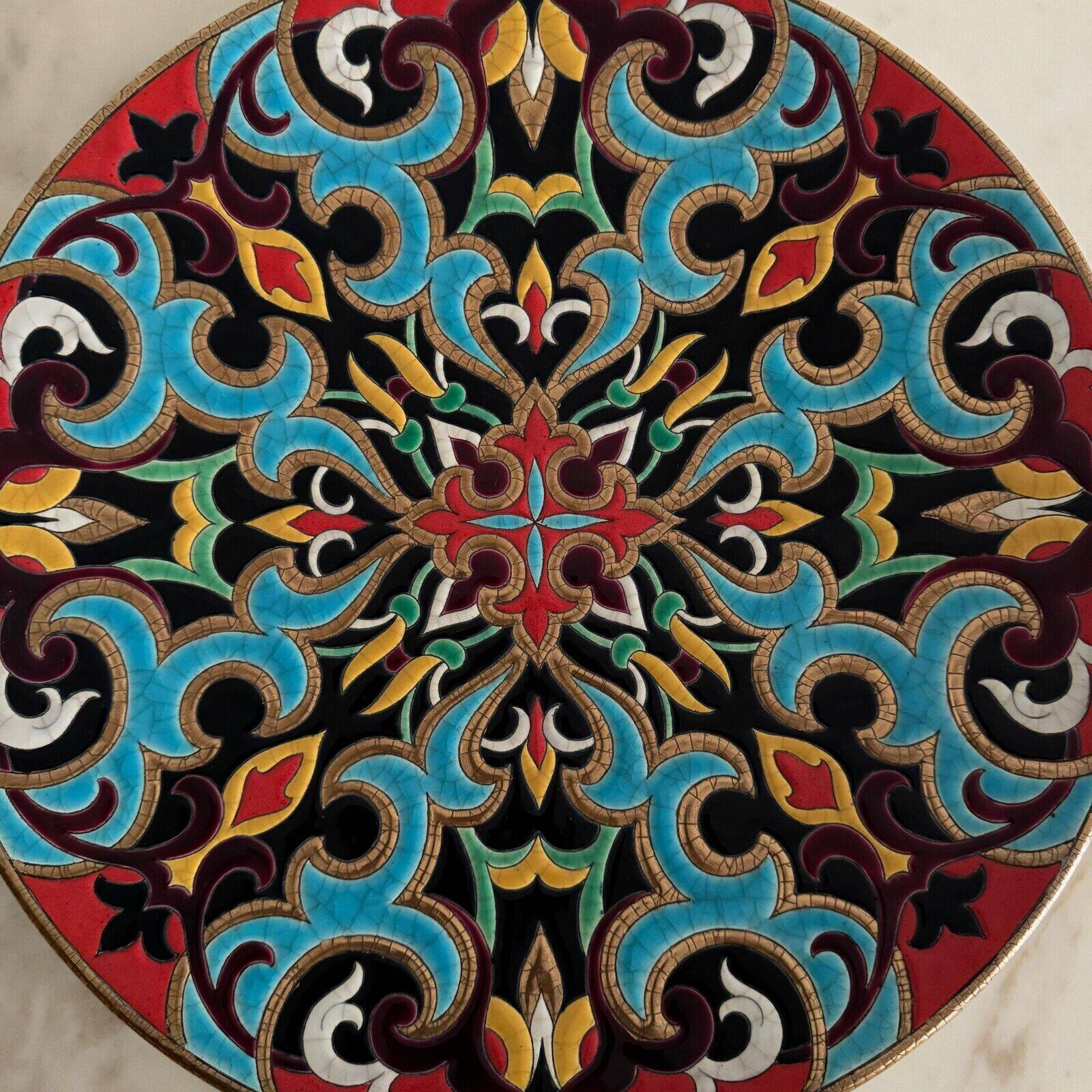 Longwy enamel dish Arabesques creation by P. Mignon