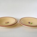 pair of floral hollow dishes Gien 1950