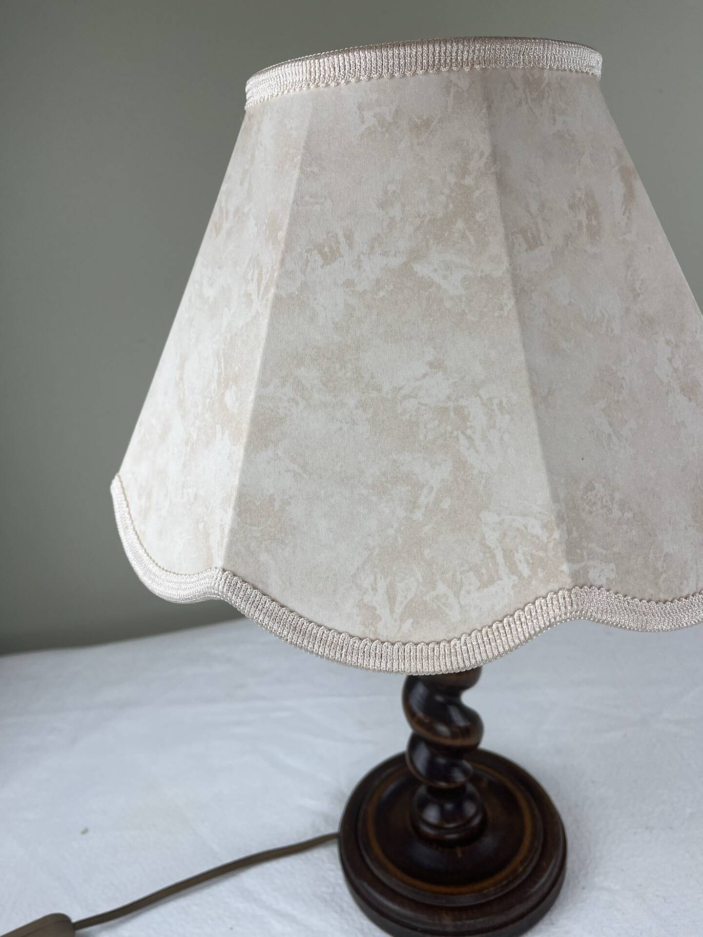 Turned wooden lamp