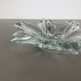 Large French Floral Crystal Glass Shell Bowl by Art Vannes, France, 1970s