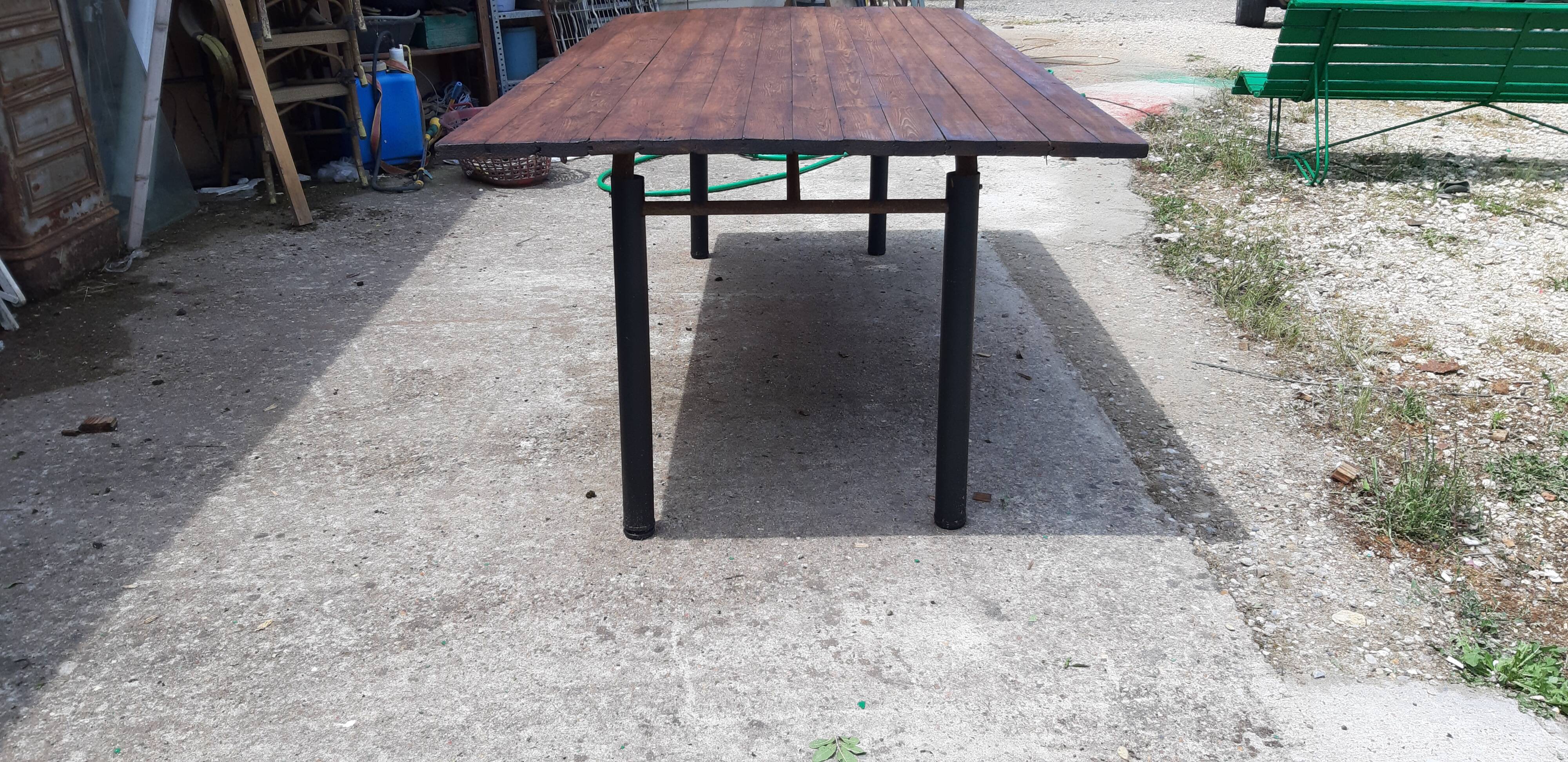 Industrial iron and wood table