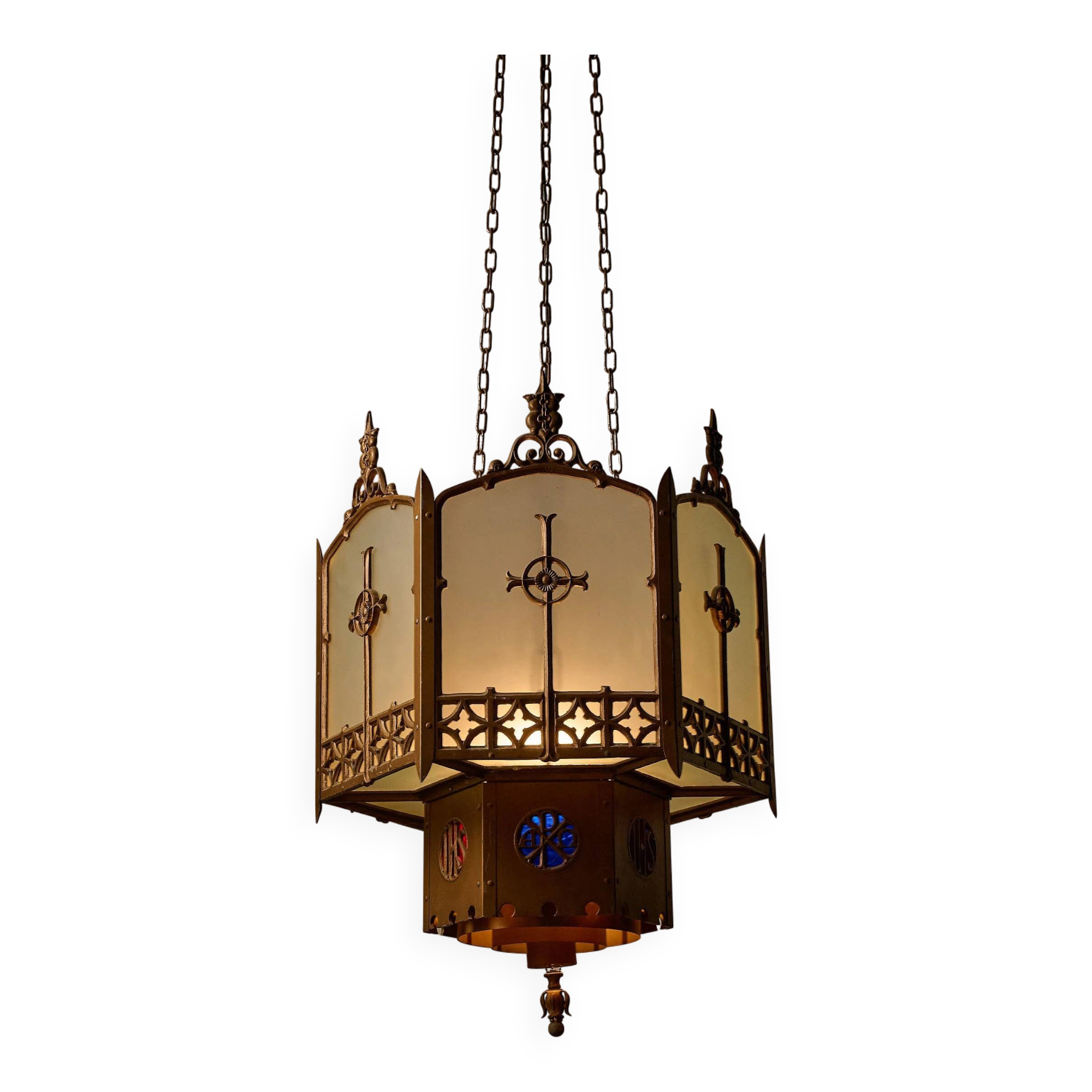 Monumental Art Deco Neo-Gothic Church Chandelier