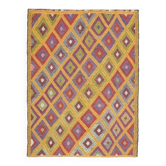 Tapis turc Oushak fait main en laine et coton jaune 179x237 des années 1970