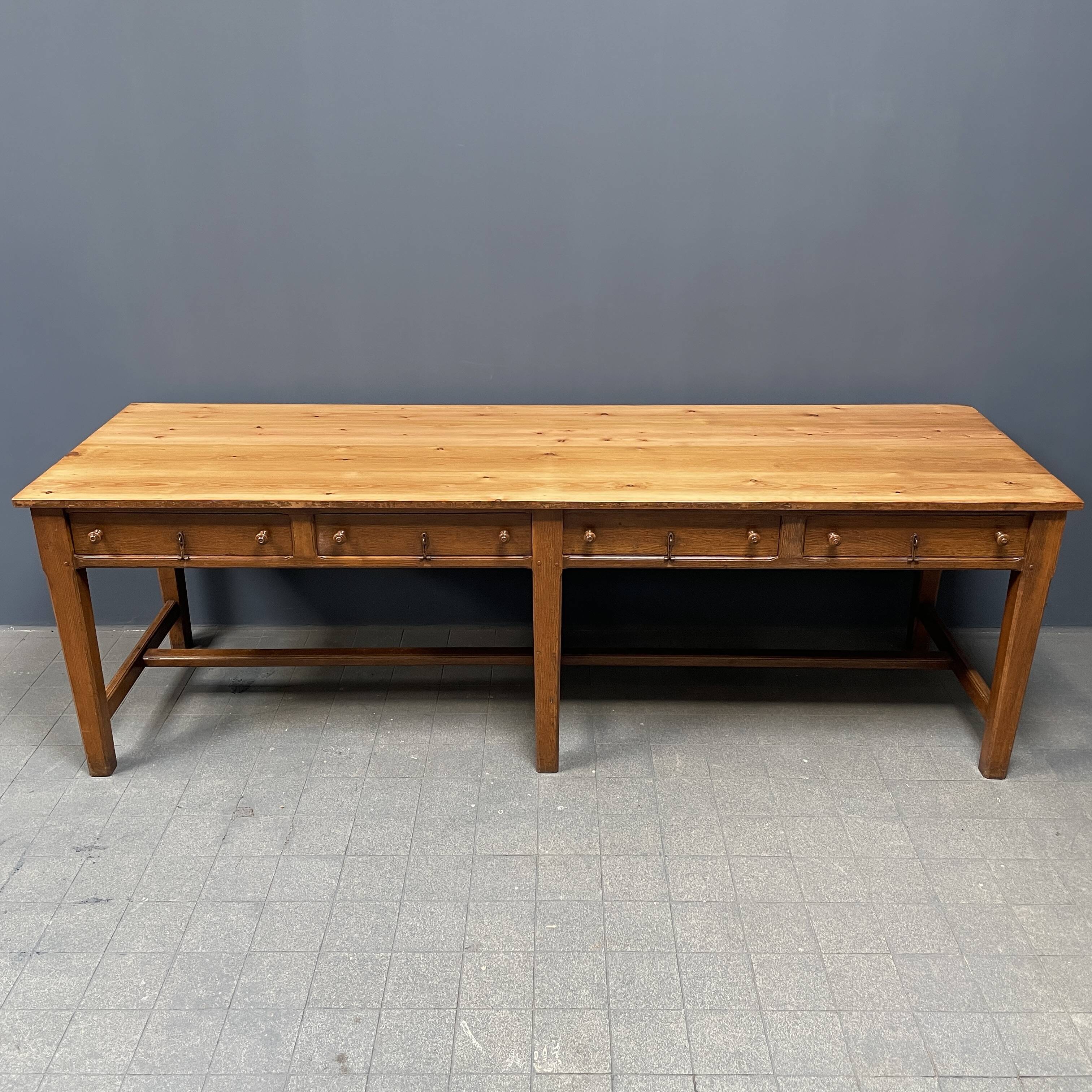 Large antique drapery fabric table