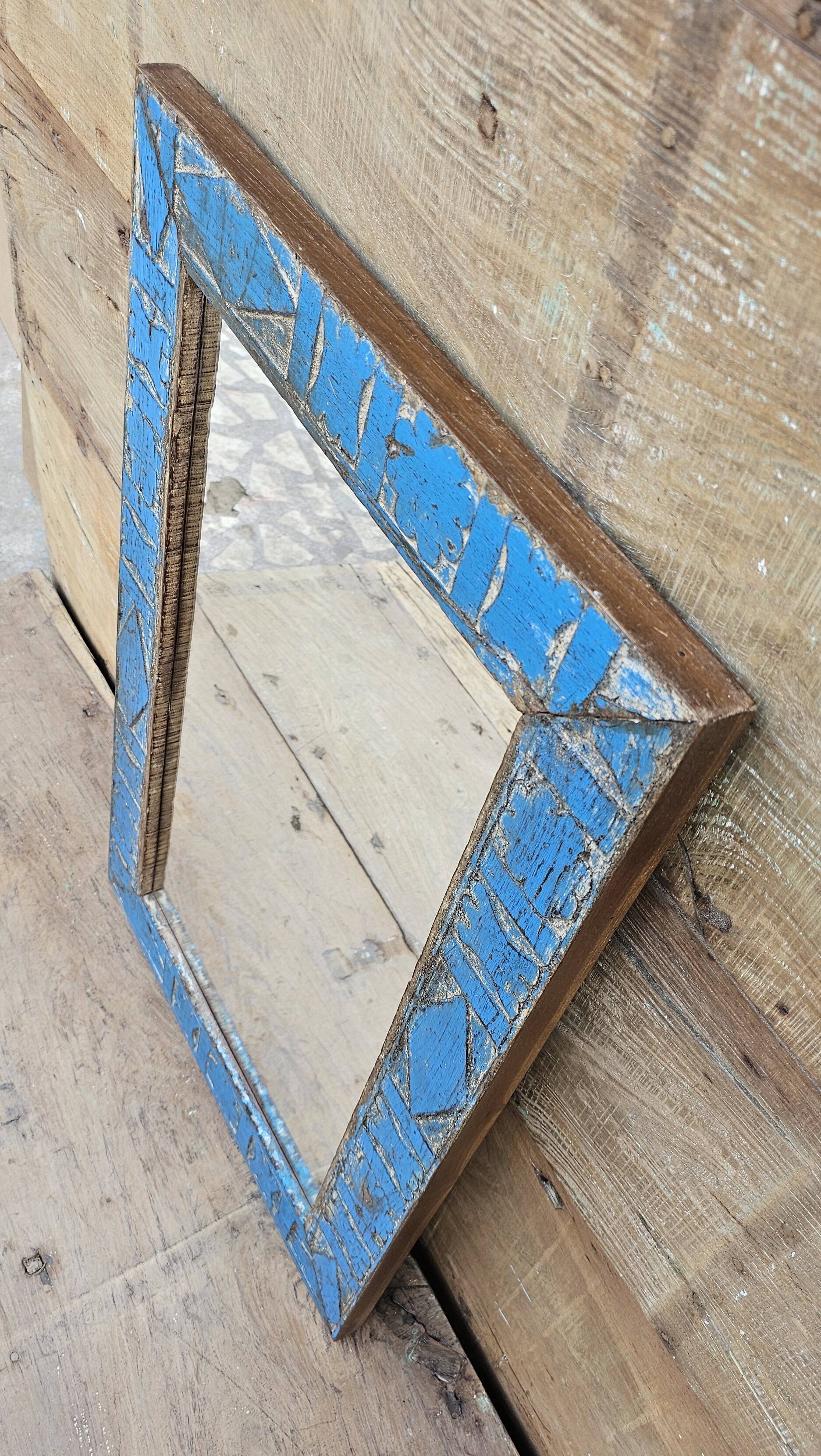 Antique Art Deco mirror in Burmese teak.