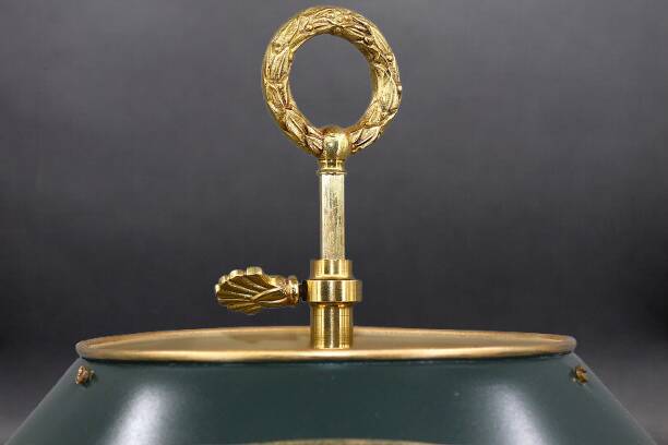 Bronze Bouillotte Lamp in Empire Style with Tin Shade