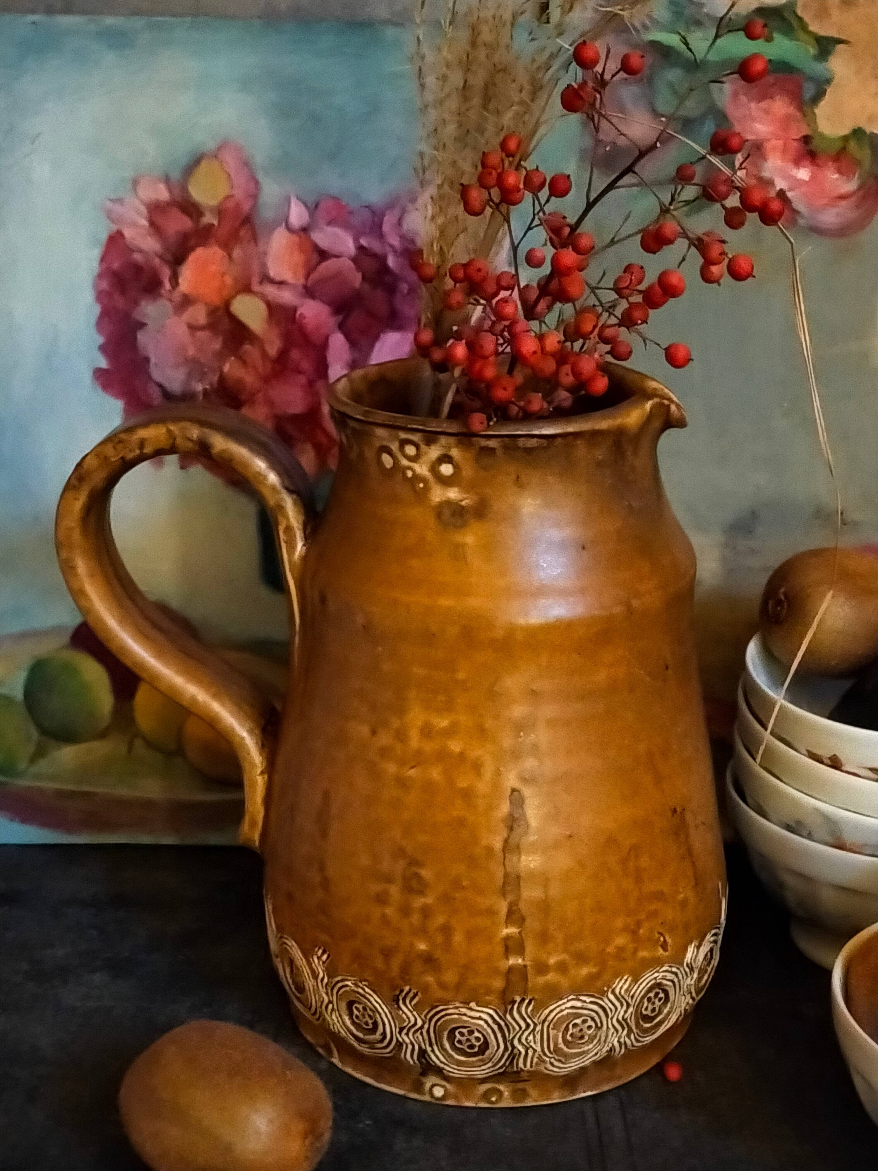 Ceramic potter's pitcher by F.CHEDEVILLE 20th century