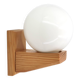 Wall light in pine wood with opaque white glass globe, 1980s