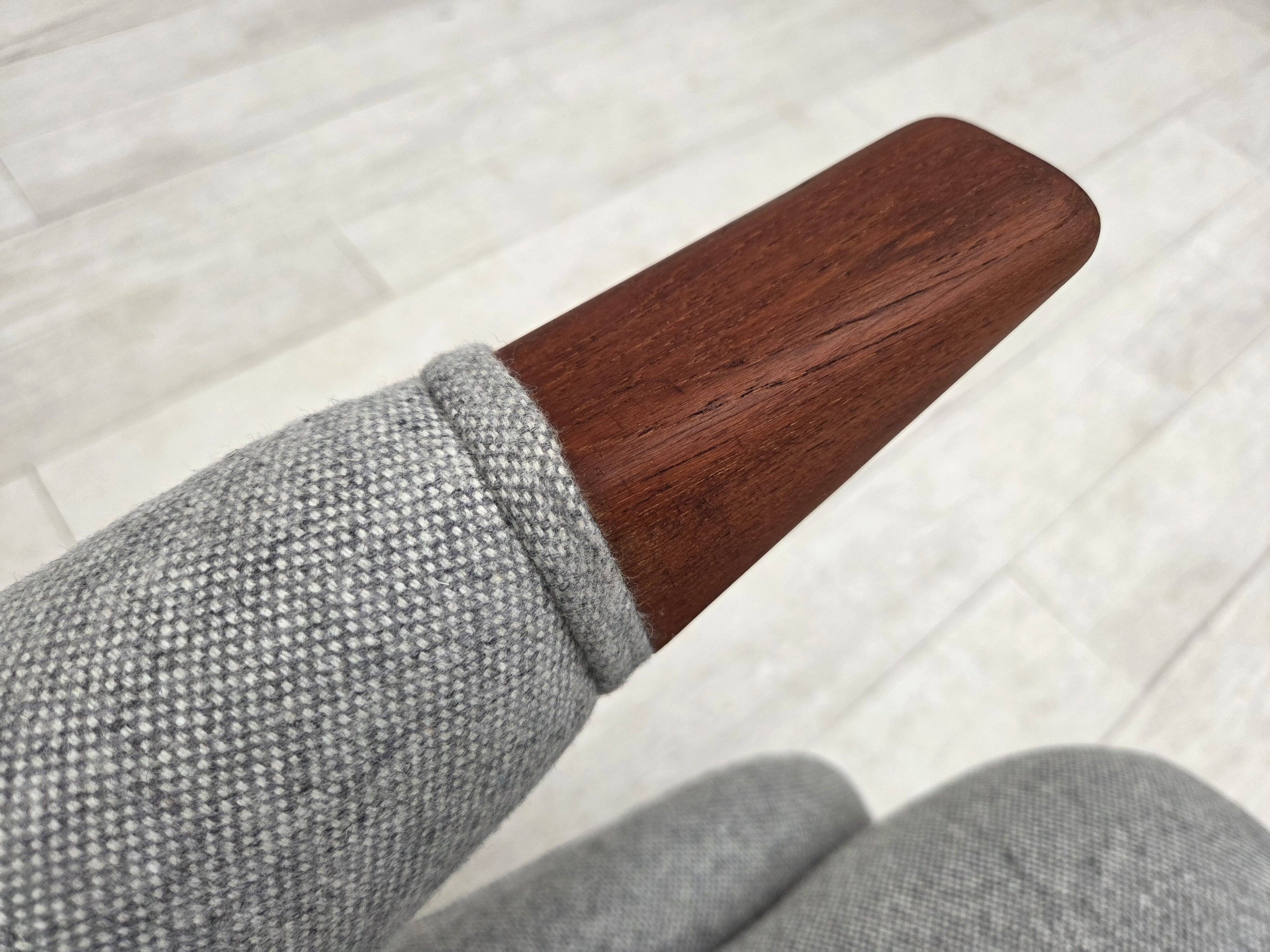 1960s, Danish "Teddy chair" with stool, reupholstered, wool, teak wood.