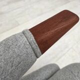 1960s, Danish "Teddy chair" with stool, reupholstered, wool, teak wood.