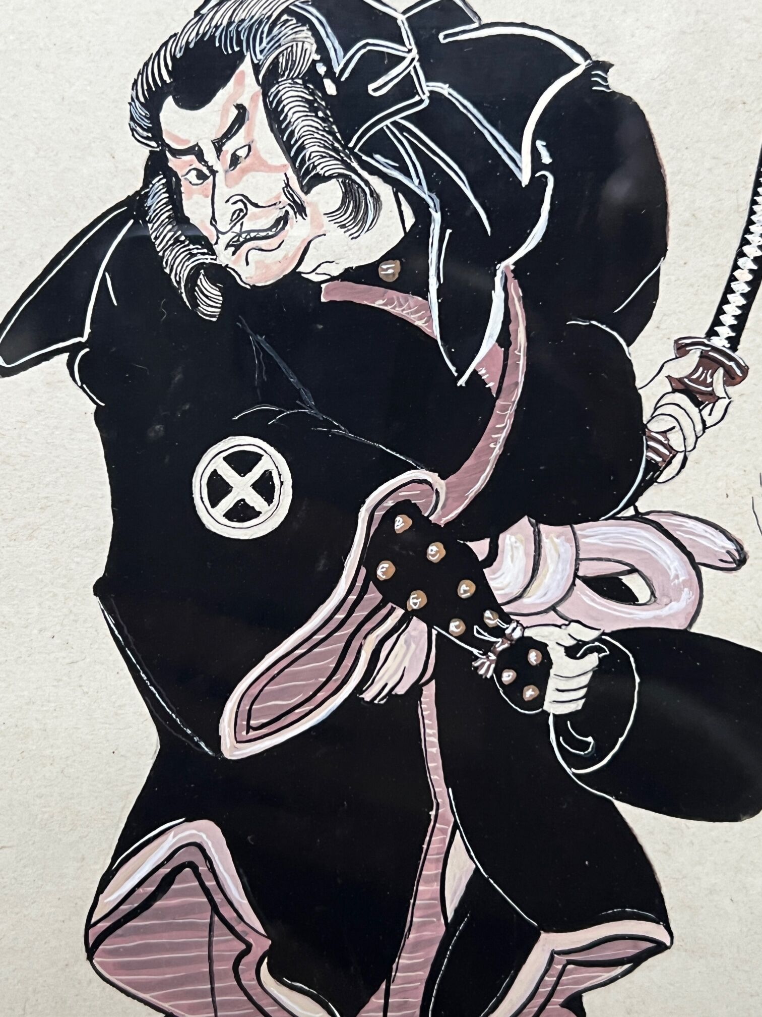 Set of gouache paintings "Actors of Kabuki Theatre".