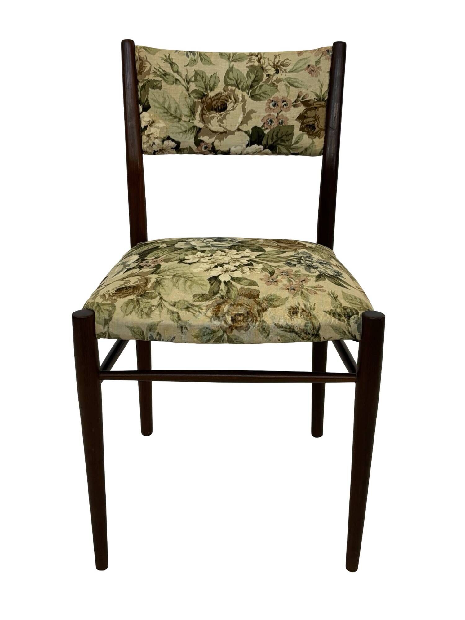 Vintage Dining Chair Flower Upholstery 1960s Teak