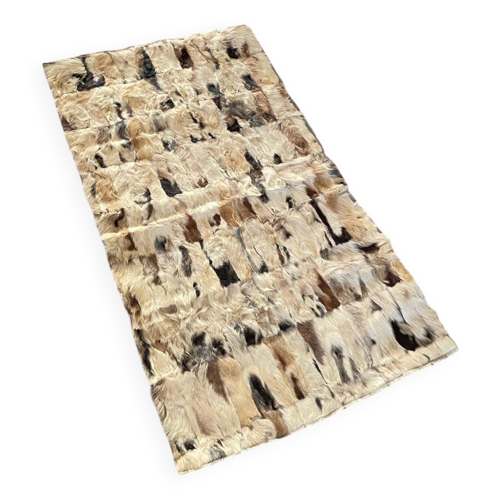 70s Leather Rug Beige-Brown - 56 x 107cm