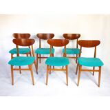 Blue wooden dining chairs, Italy 1950s