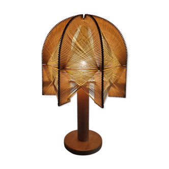 Lampe scandinave en bois et fils tendus, 1970